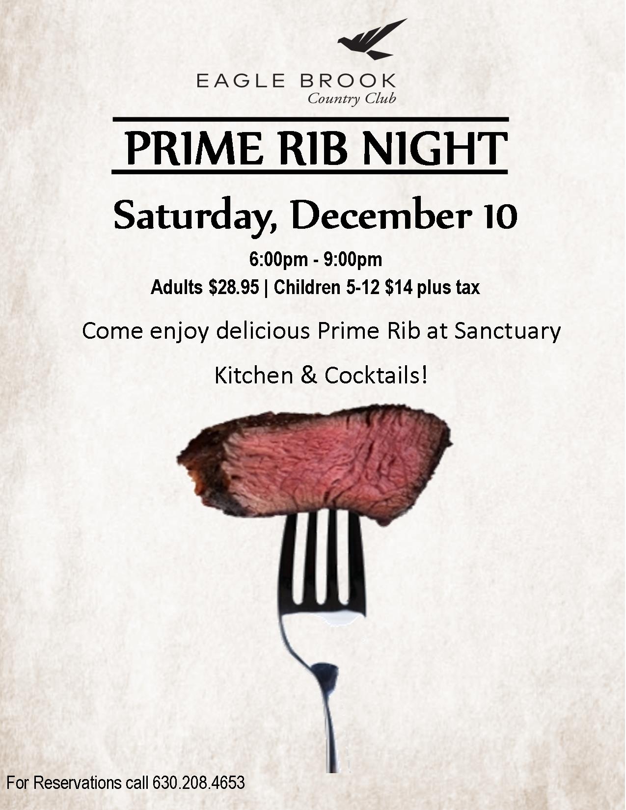 Prime Rib Night Eagle Brook Country Club 20161210